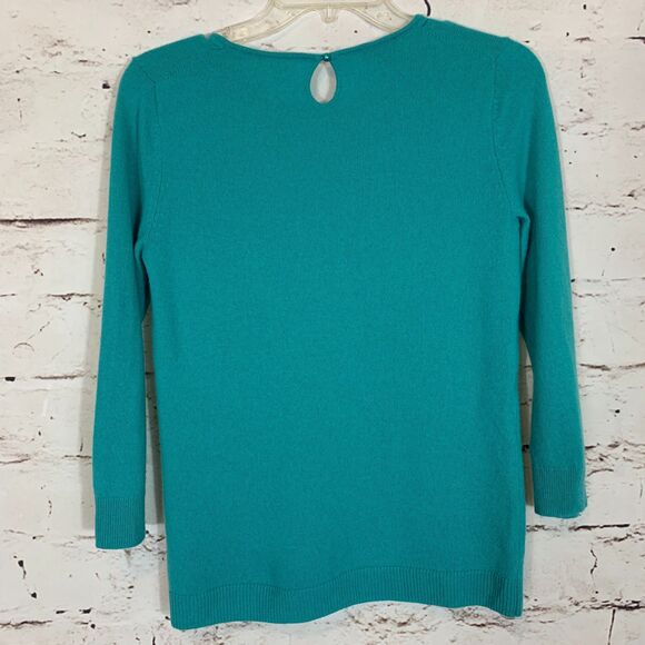 Talbots 100% Pure Cashmere Sweater Women’s Small Teal Lightweight Elegant Chic - Picture 2 of 5
